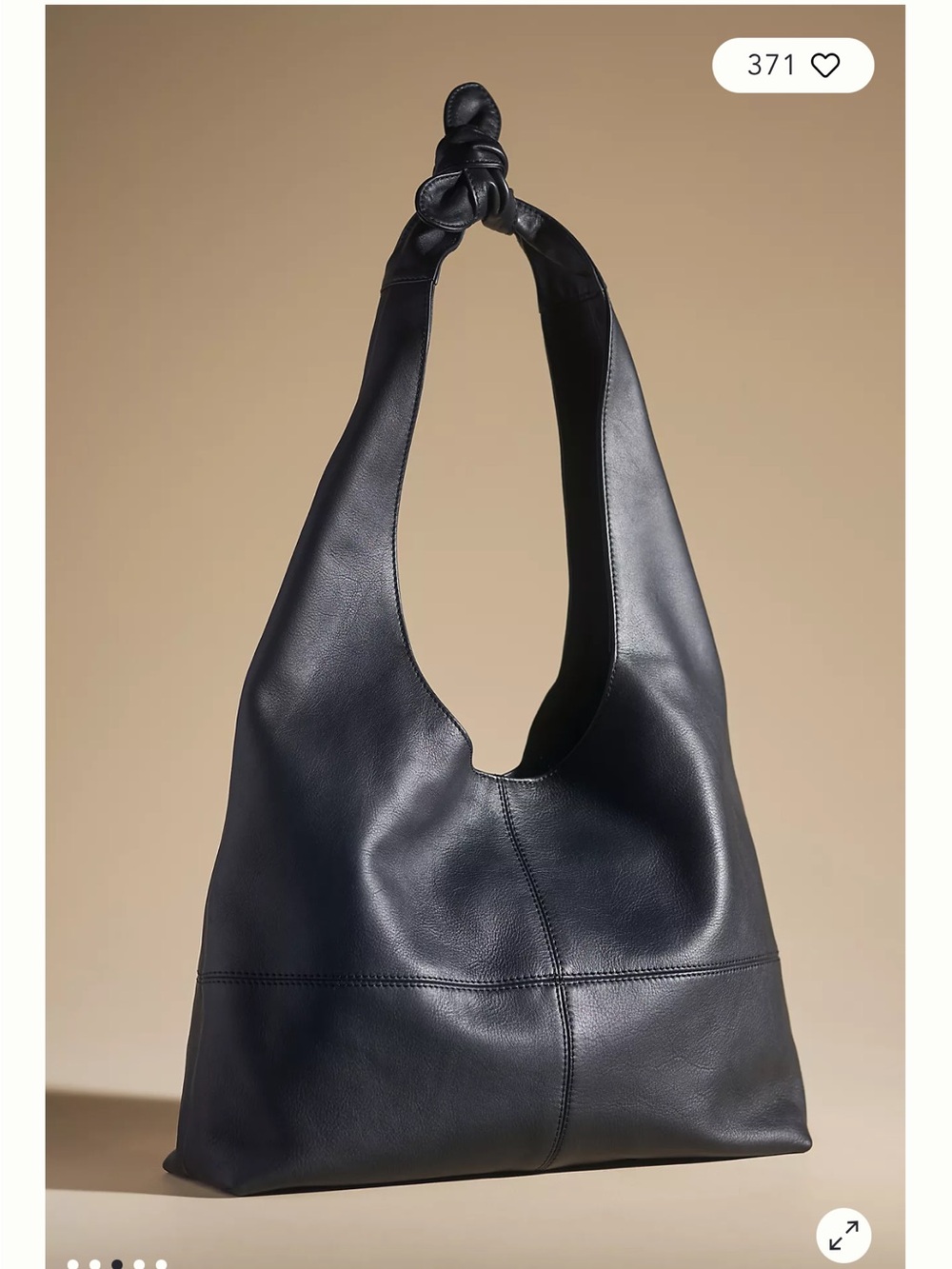 Anthropologie black slouchy leather knotted shoulder bag